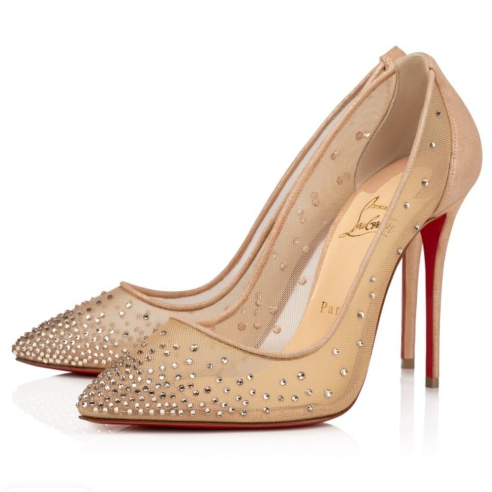 Christian Louboutin Follies Strass 100mm Mesh Pump
